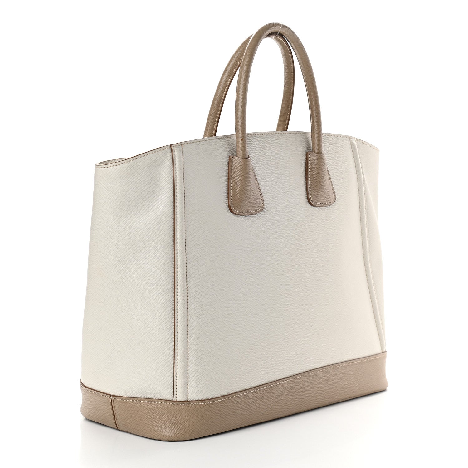 Prada Saffiano Lux Bi-Color Tote Talco Visone 3 of 8