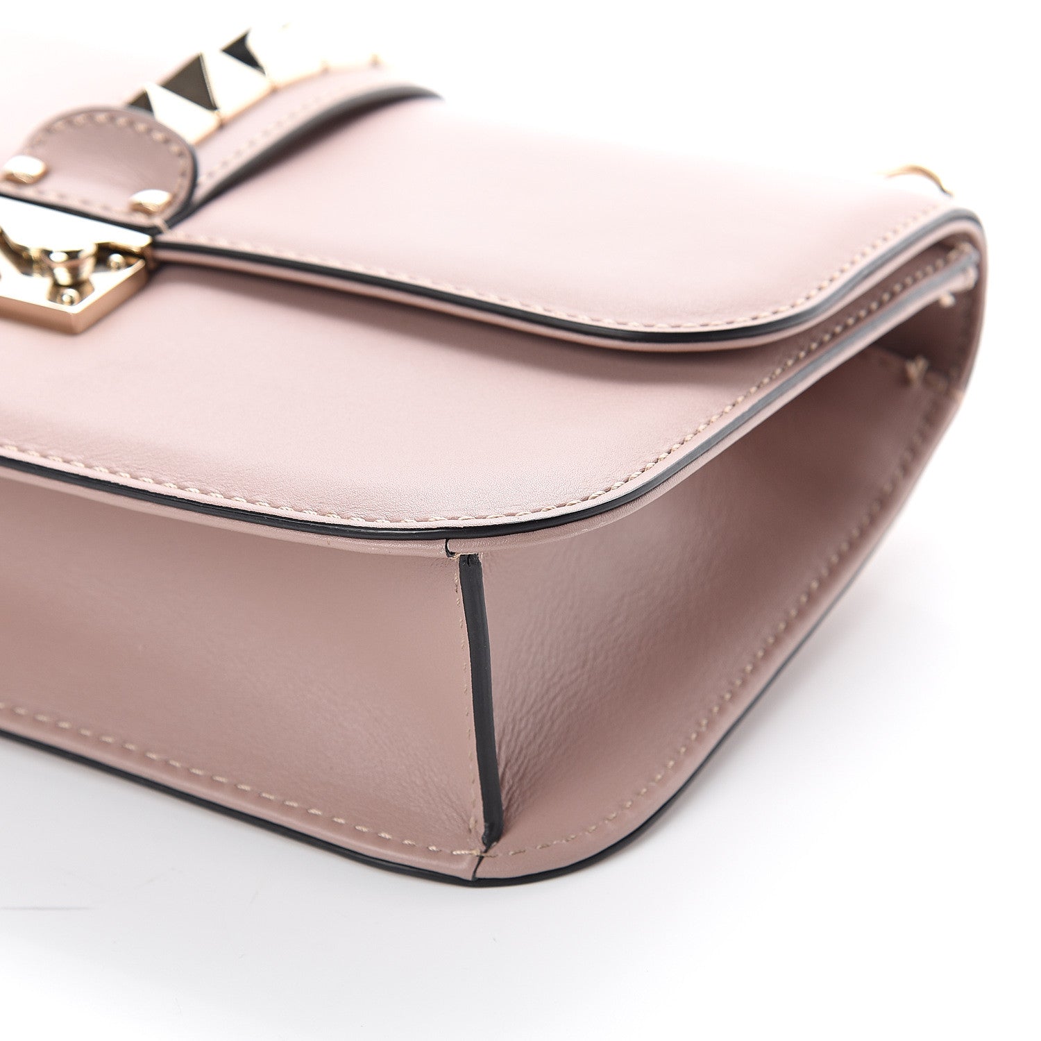 Valentino Garavani Vitello Medium Glam Lock Rockstud Flap Poudre 7 of 7
