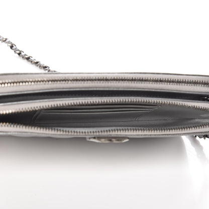 Chanel Metallic Caviar Quilted Small Boy Clutch With Chain Silver 6 of 9