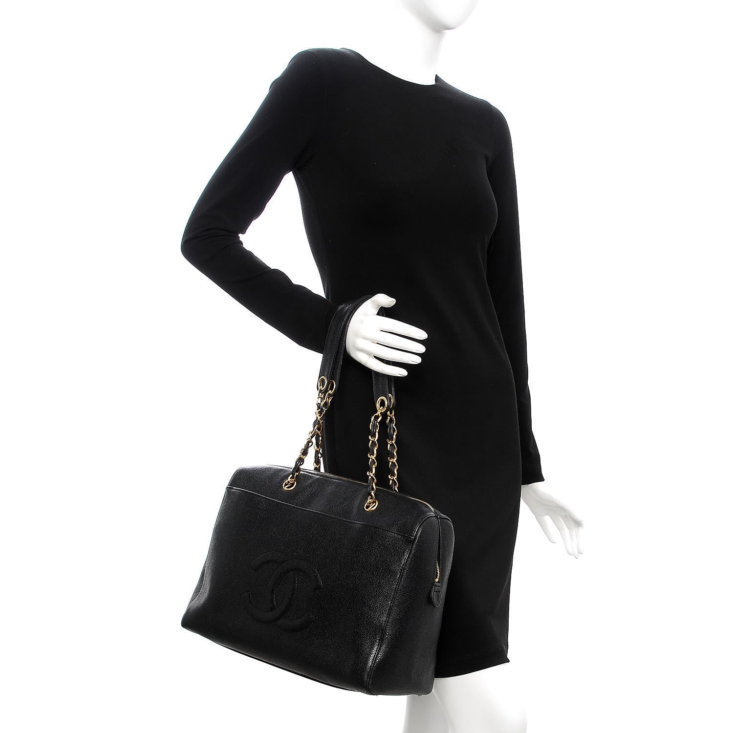 Chanel Caviar Large CC Shoulder Bag Black 2 of 7