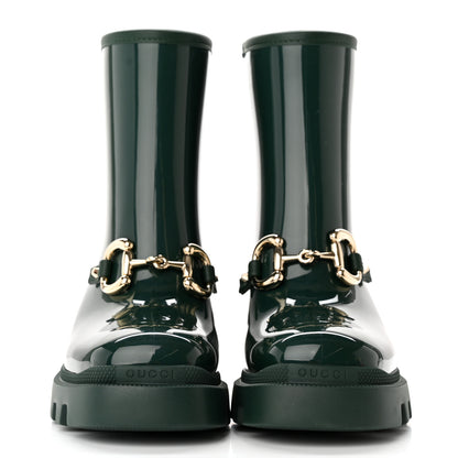 Gucci Rubber Womens Horsebit Ankle Boots 36 Vintage Green 2 of 9