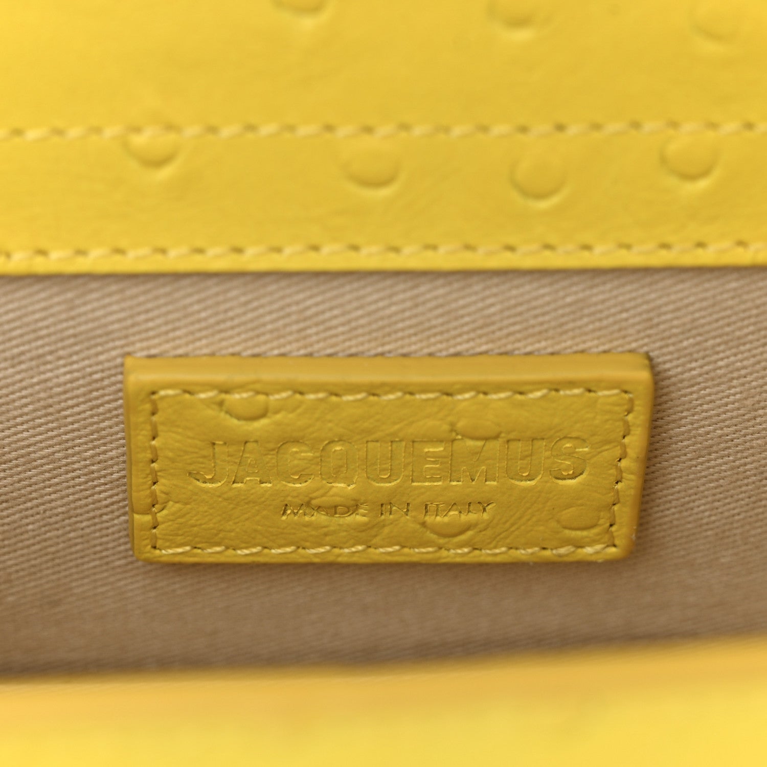 Jacquemus Calfskin Ostrich Embossed Le Bambino Yellow 1761777
