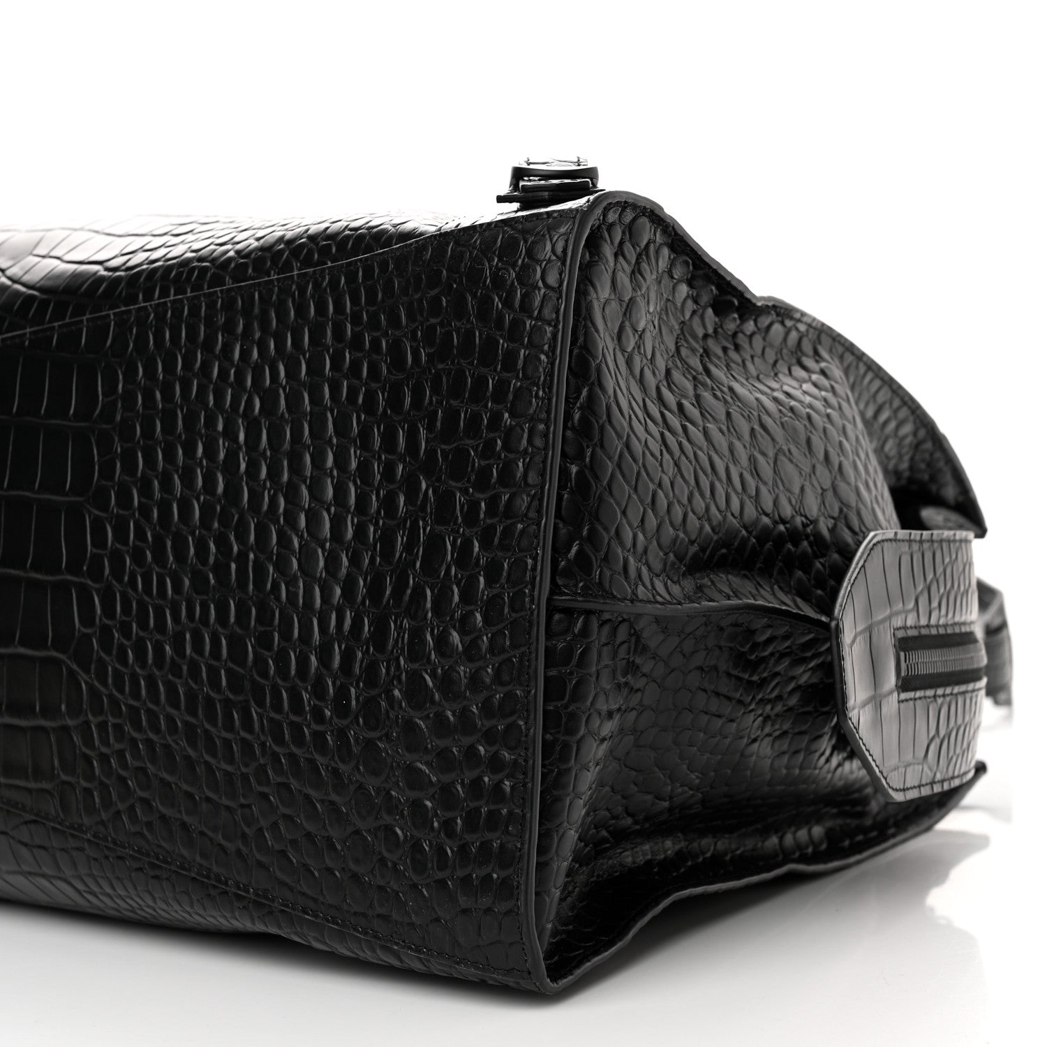 Balenciaga Semi Matte Calfskin Crocodile Embossed Neo Classic Black Hardware Large City Black 10 of 11