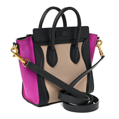 Celine Baby Grained Calfskin Nubuck Nano Tri-Color Luggage Fuchsia 3 of 26