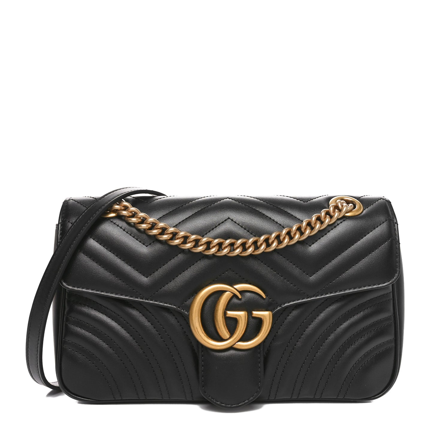 Calfskin Matelasse Small GG Marmont Shoulder Bag Black