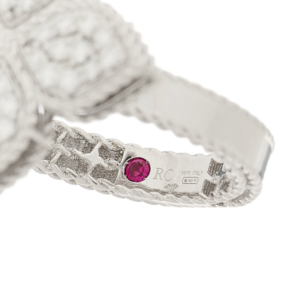 18K White Gold Diamond Venetian Princess Flower Ring 53 6.5
