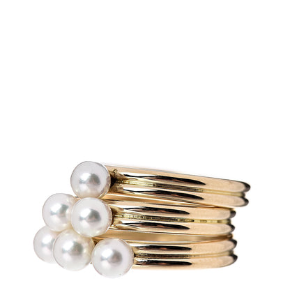 Mikimoto 18K Yellow Gold Akoya Pearl Band Ring Set 47 4 3 of 6