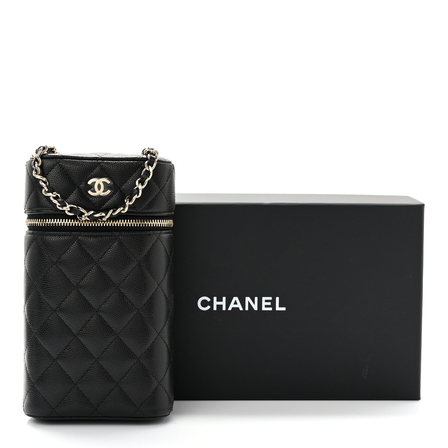 Chanel Caviar Quilted Phone Holder With Chain Black 8 of 8