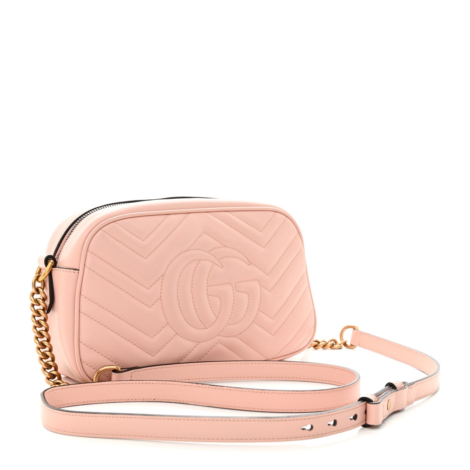 Gucci Calfskin Matelasse Small GG Marmont Chain Shoulder Bag Perfect Pink 3 of 14
