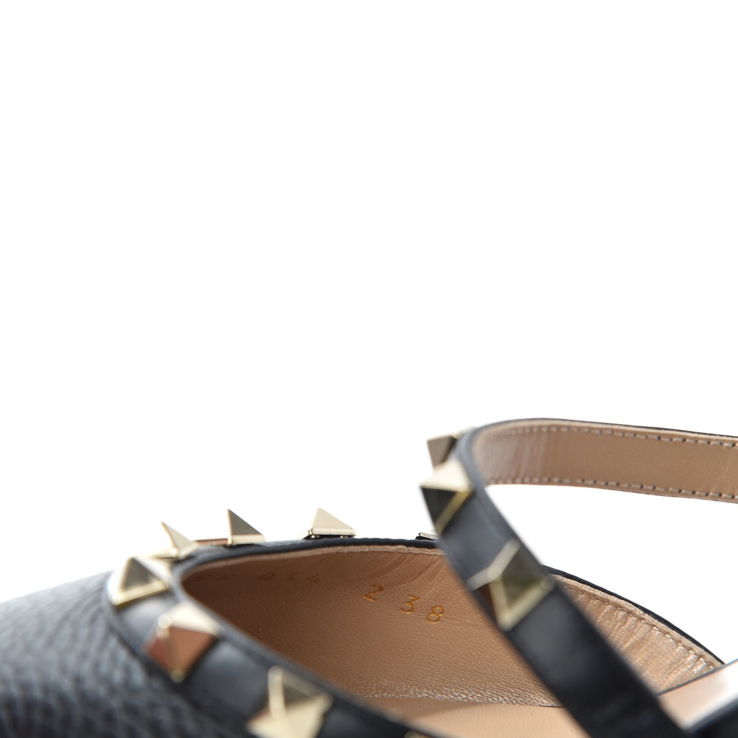 Pebbled Calfskin Rockstud Cross Strap 50mm Mules 38 Black