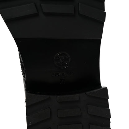 Chanel Shiny Calfskin Velvet Pearl Combat Short Boots 37 Black 7 of 10