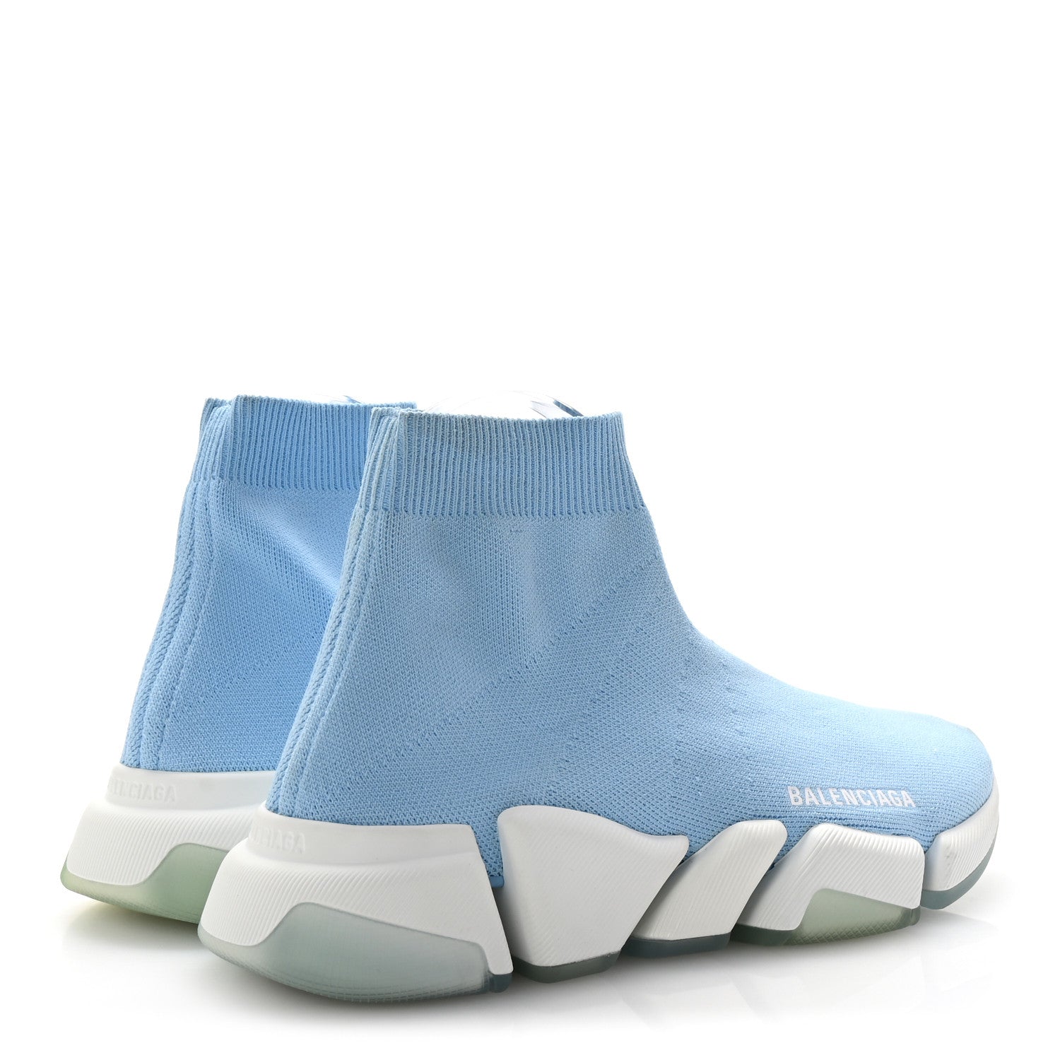 Balenciaga Technical 3D Recycled Knit Bi-Color Womens Speed 2.0 Transparent Sole Sneakers 39 Blue White Transparent Blue 5 of 10