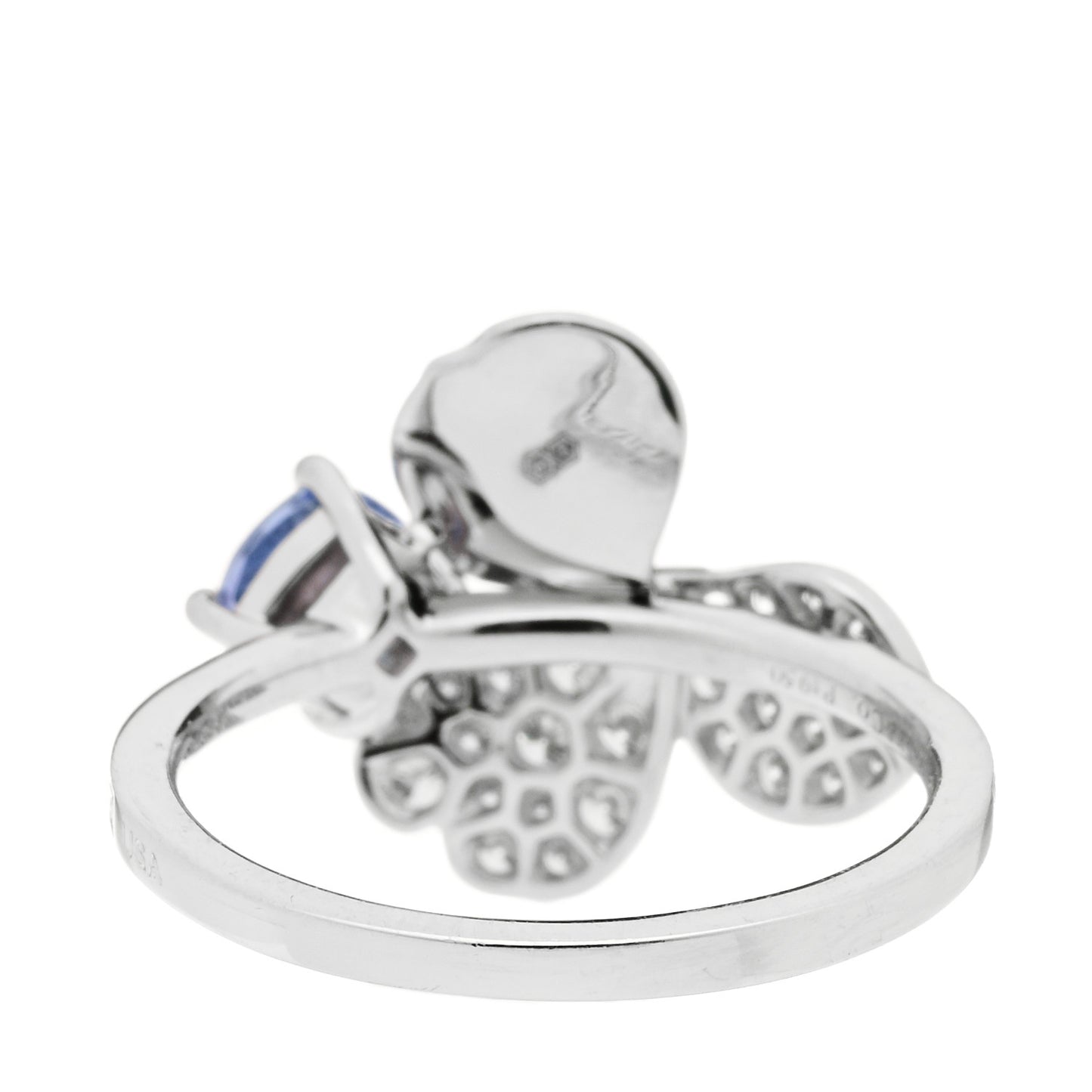 Platinum Diamond Tanzanite Paper Flowers Ring 52 6