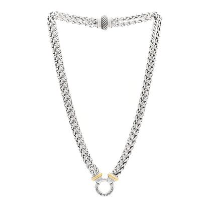 David Yurman Sterling Silver 18K Yellow Gold 8mm Double Wheat Chain Necklace 3 of 4