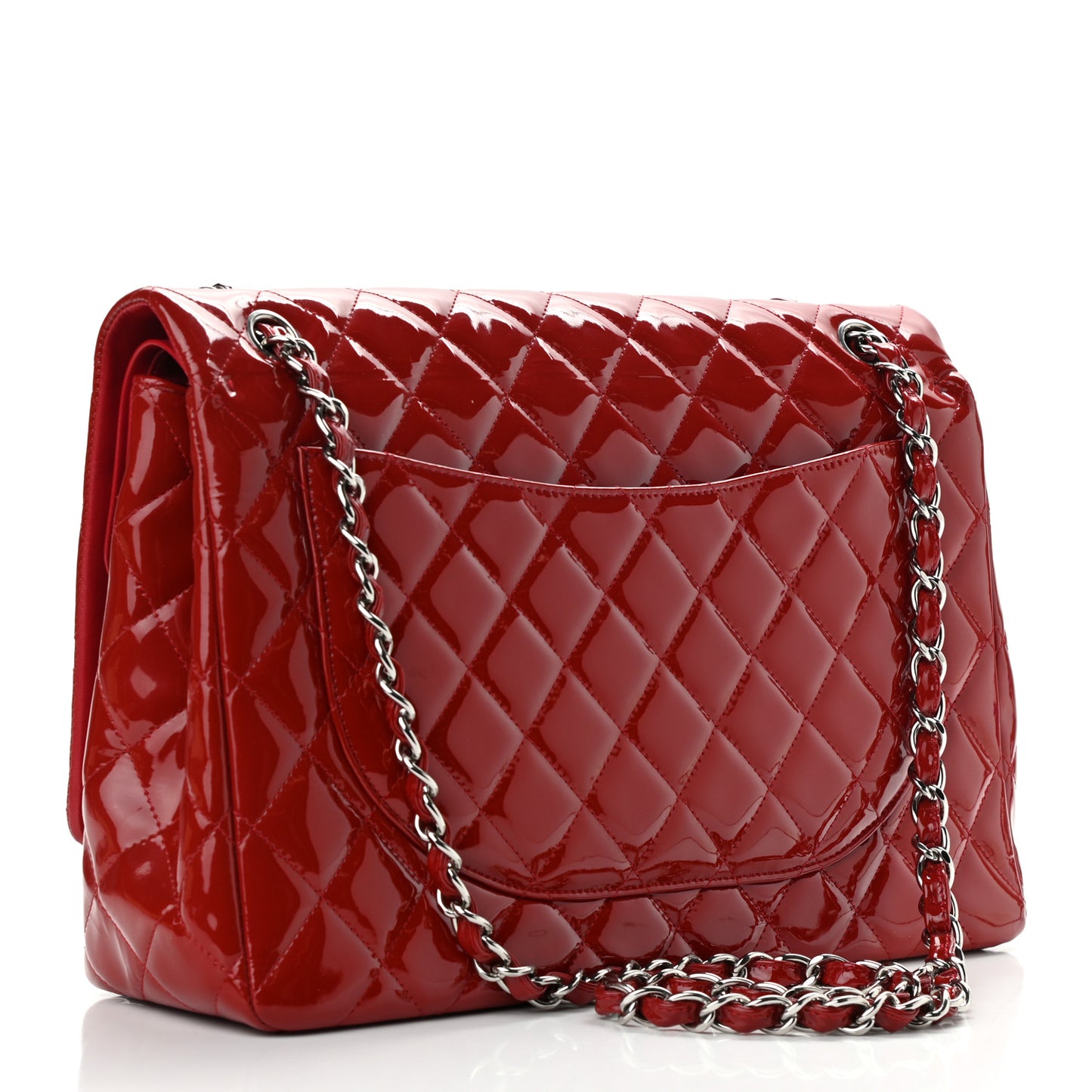 Patent Quilted Maxi Double Flap Red