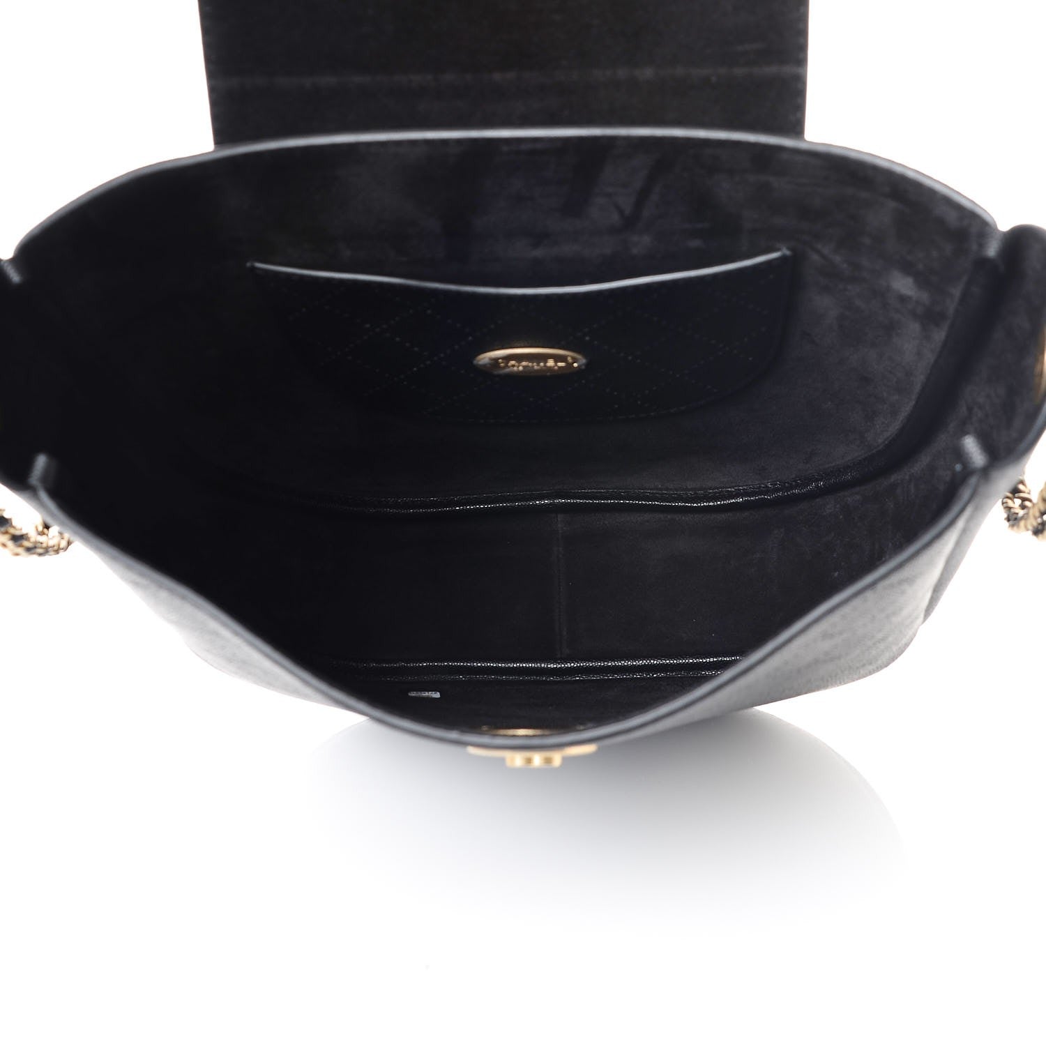 Chanel Grained Calfskin Perforated Small Flap Hobo Black 5 of 7