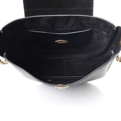 Chanel Grained Calfskin Perforated Small Flap Hobo Black 5 of 7