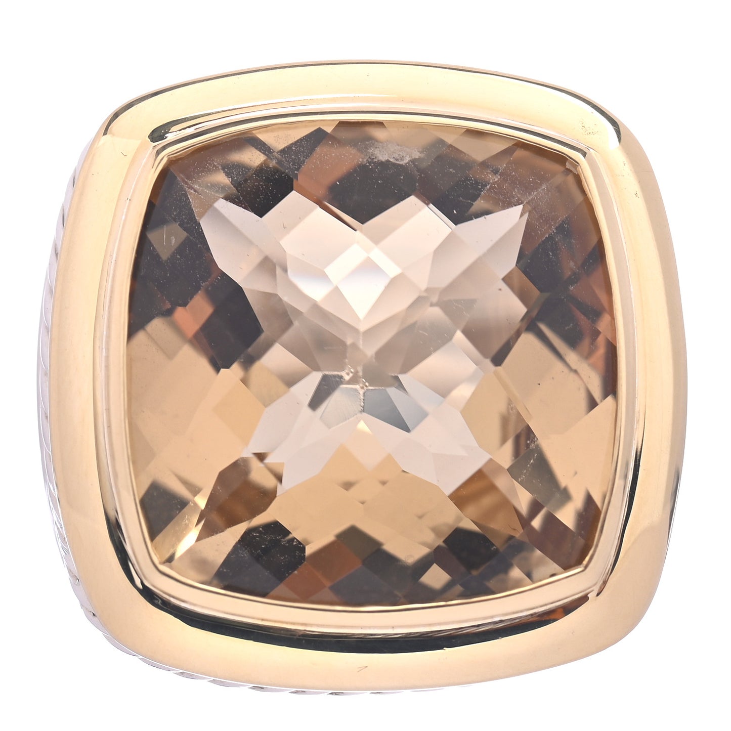 Sterling Silver 18K Yellow Gold Champagne Citrine 18mm Albion Statement Ring 56 7.5