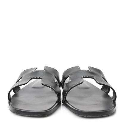 Hermes Box Calfskin Oran Sandals 40.5 Black 3 of 10