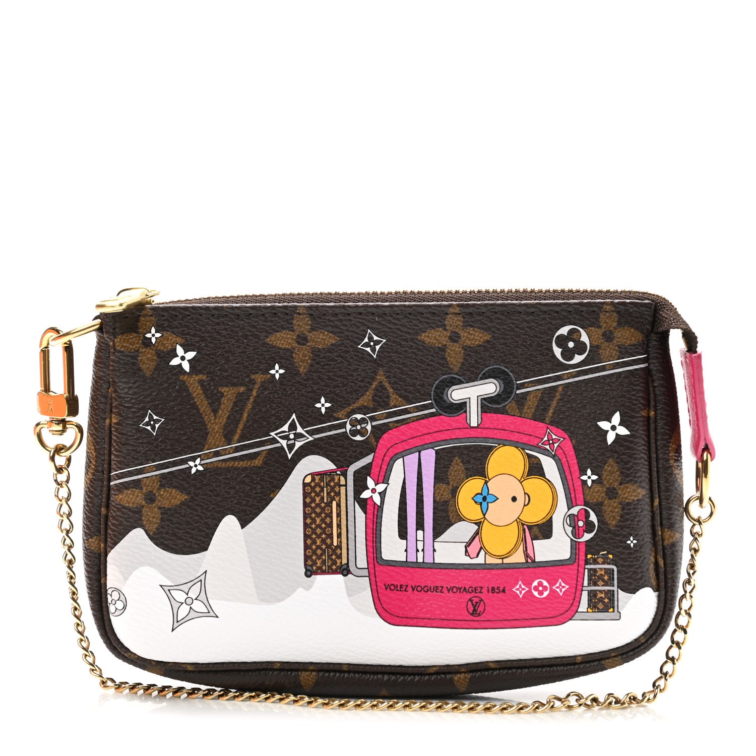 Louis Vuitton Monogram 2019 Christmas Animation Mini Courchevel Pochette Accessories Fuchsia 1 of 8