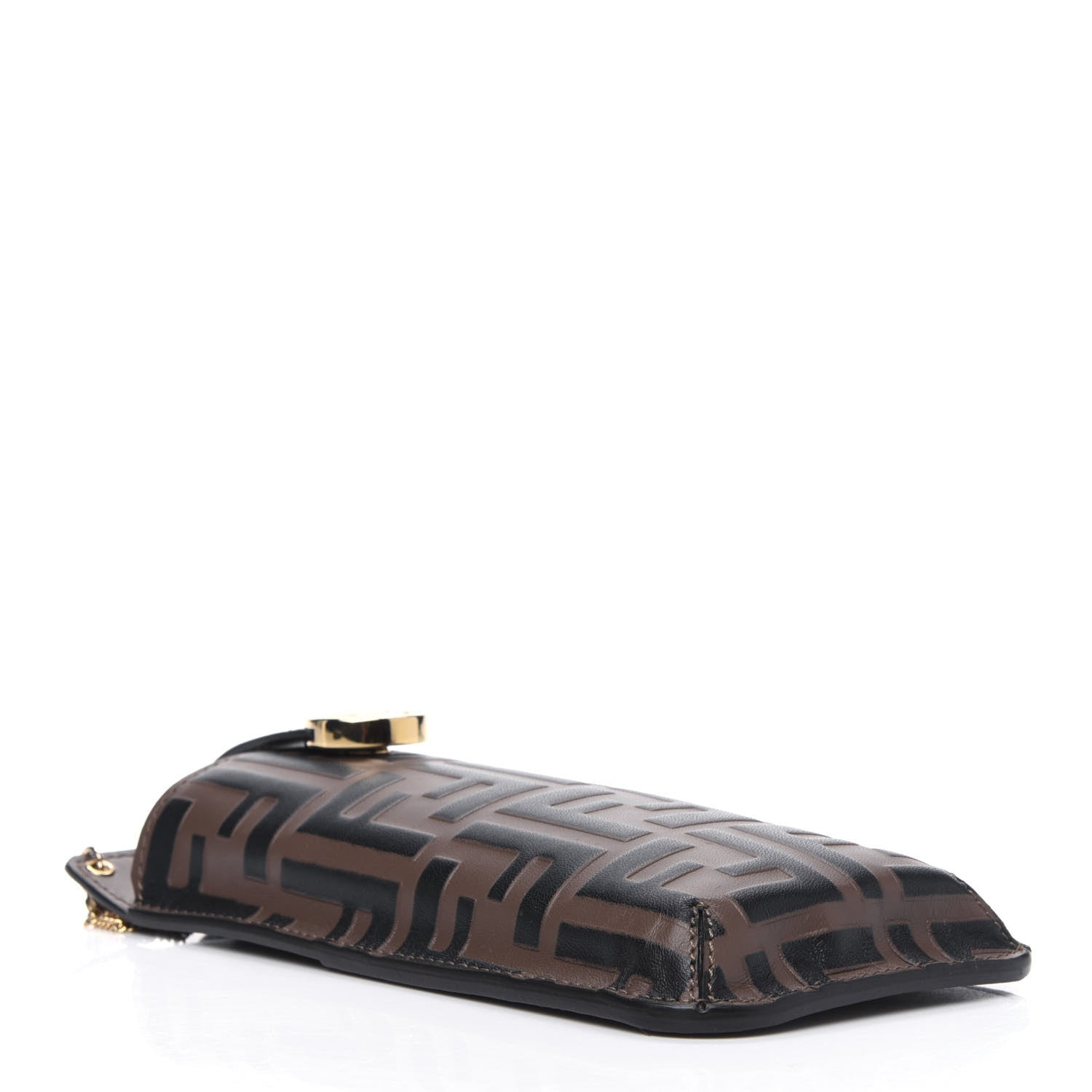 Fendi Vitello Soft F is Fendi Bi-Color FF 1974 Embossed Phone Pouch Maya Black 3 of 4