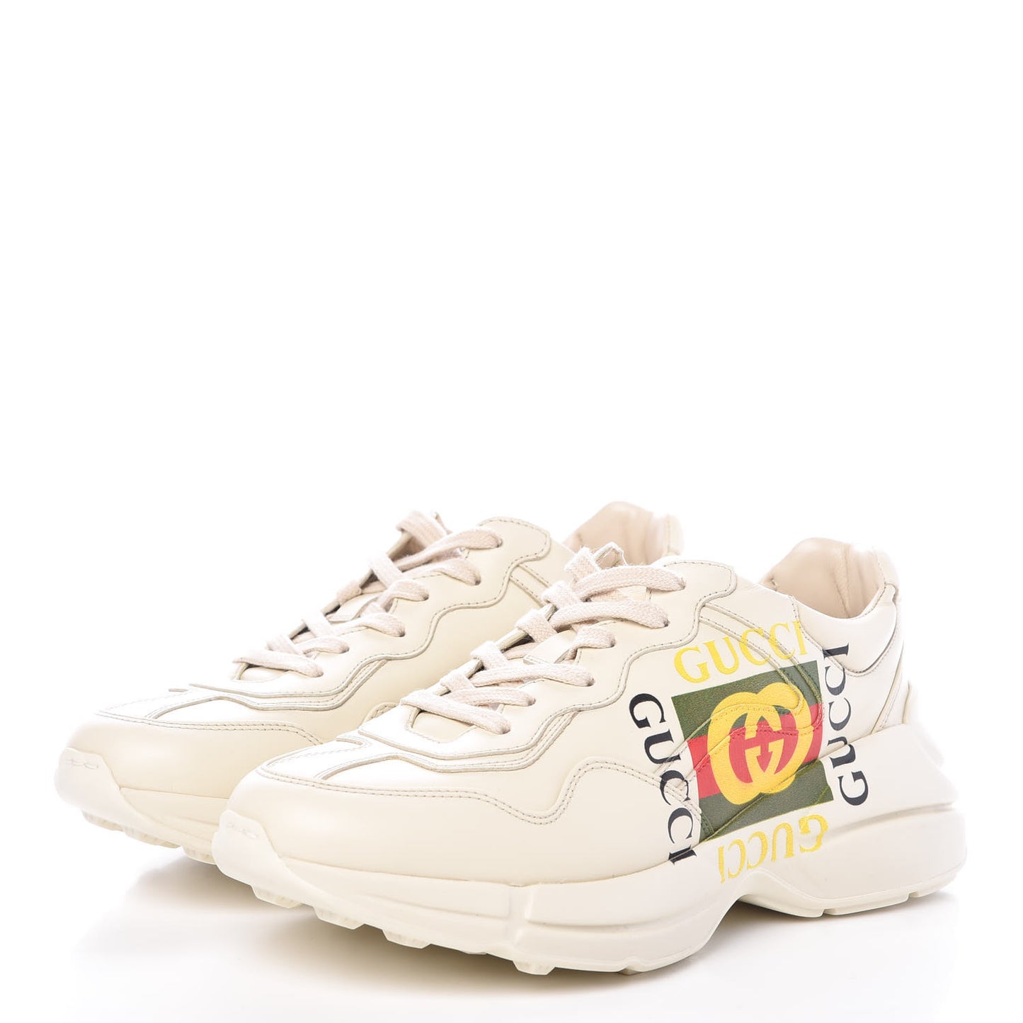 Calfskin Interlocking G Logo Mens Rhyton Sneakers 6 Ivory