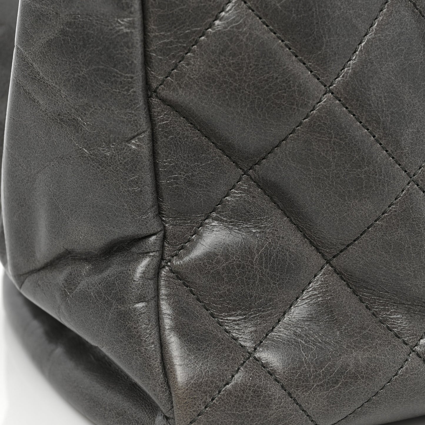 Glazed Calfskin Quilted Large CC Delivery Tote Grey