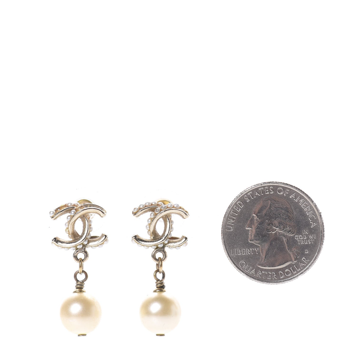 Chanel Pearl CC Drop Earrings Gold 2 of 8