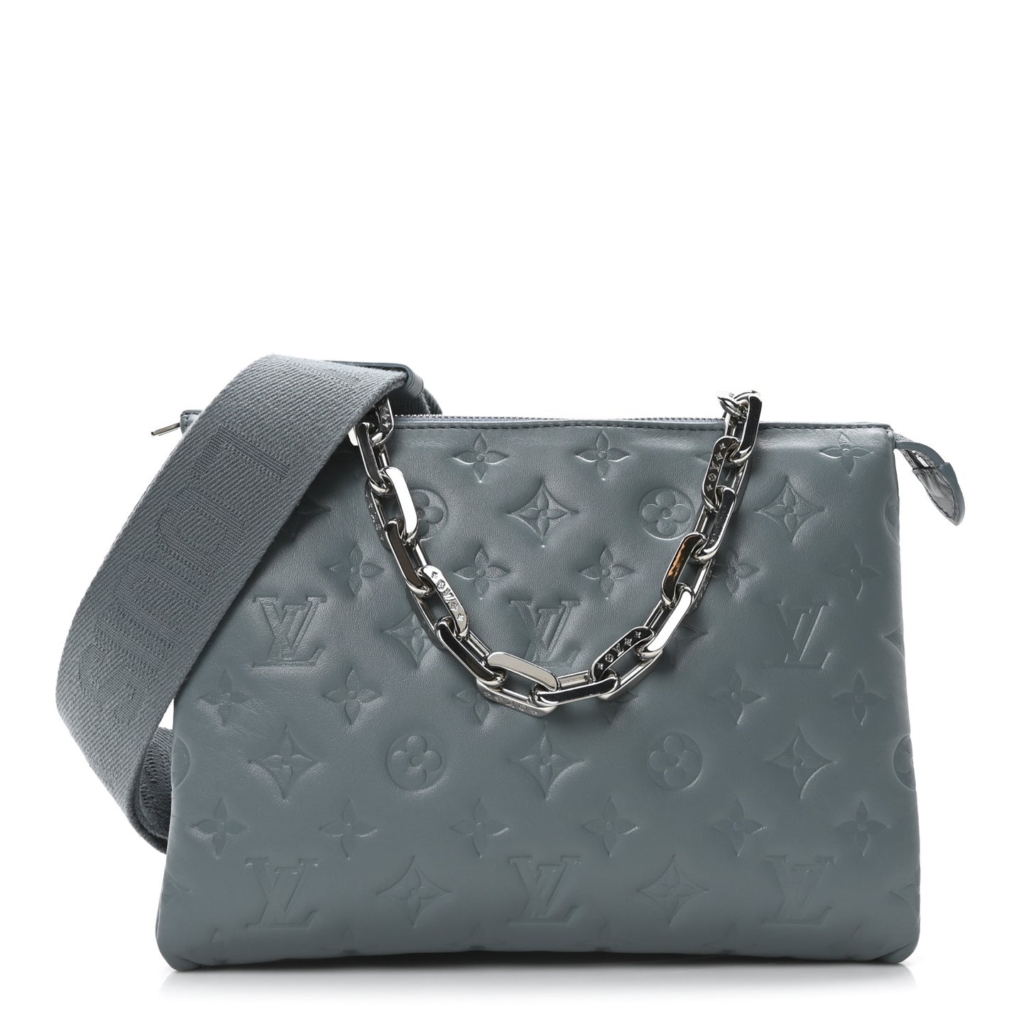 Lambskin Embossed Monogram Coussin PM Blue Glacier