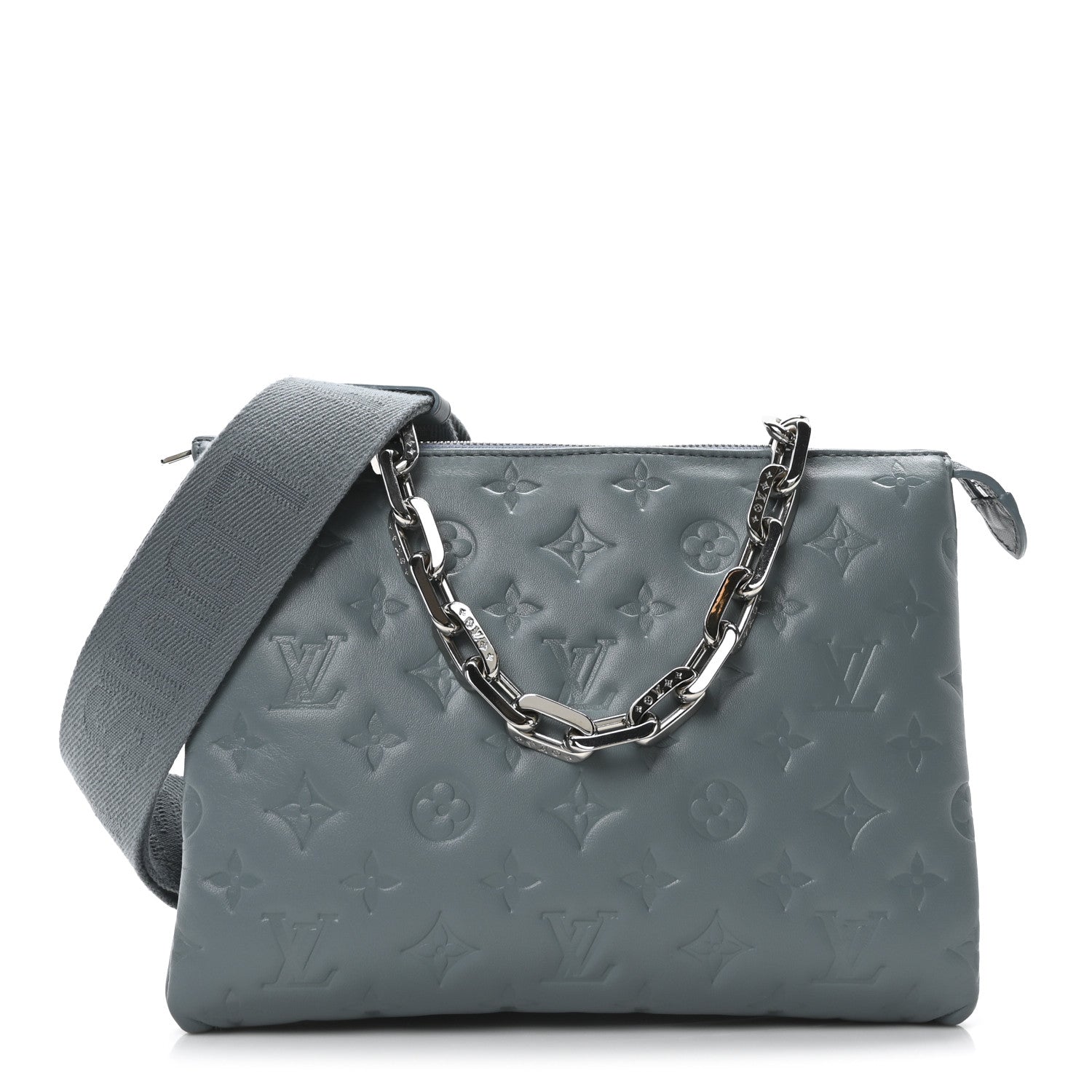 Louis Vuitton Lambskin Embossed Monogram Coussin PM Blue Glacier 1 of 9