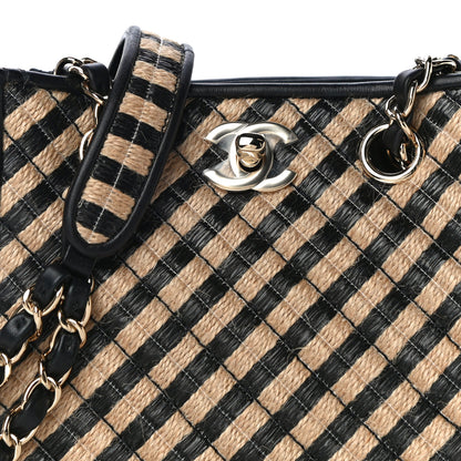 Chanel Raffia Jute Striped Urban Jungle Bucket Bag Black Beige 8 of 10