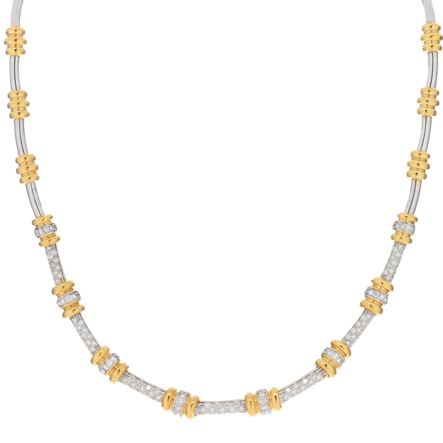 Roberto Coin 18K Yellow White Gold Diamond Collar Necklace 1 of 3