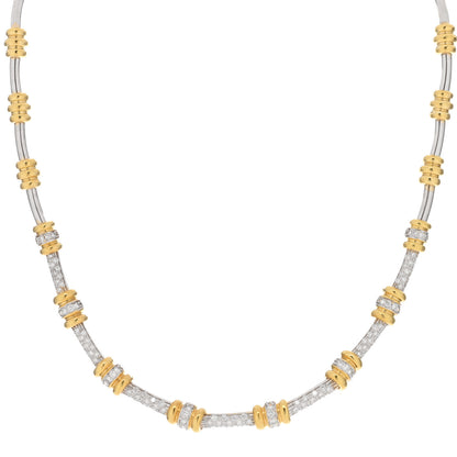 Roberto Coin 18K Yellow White Gold Diamond Collar Necklace 1 of 3