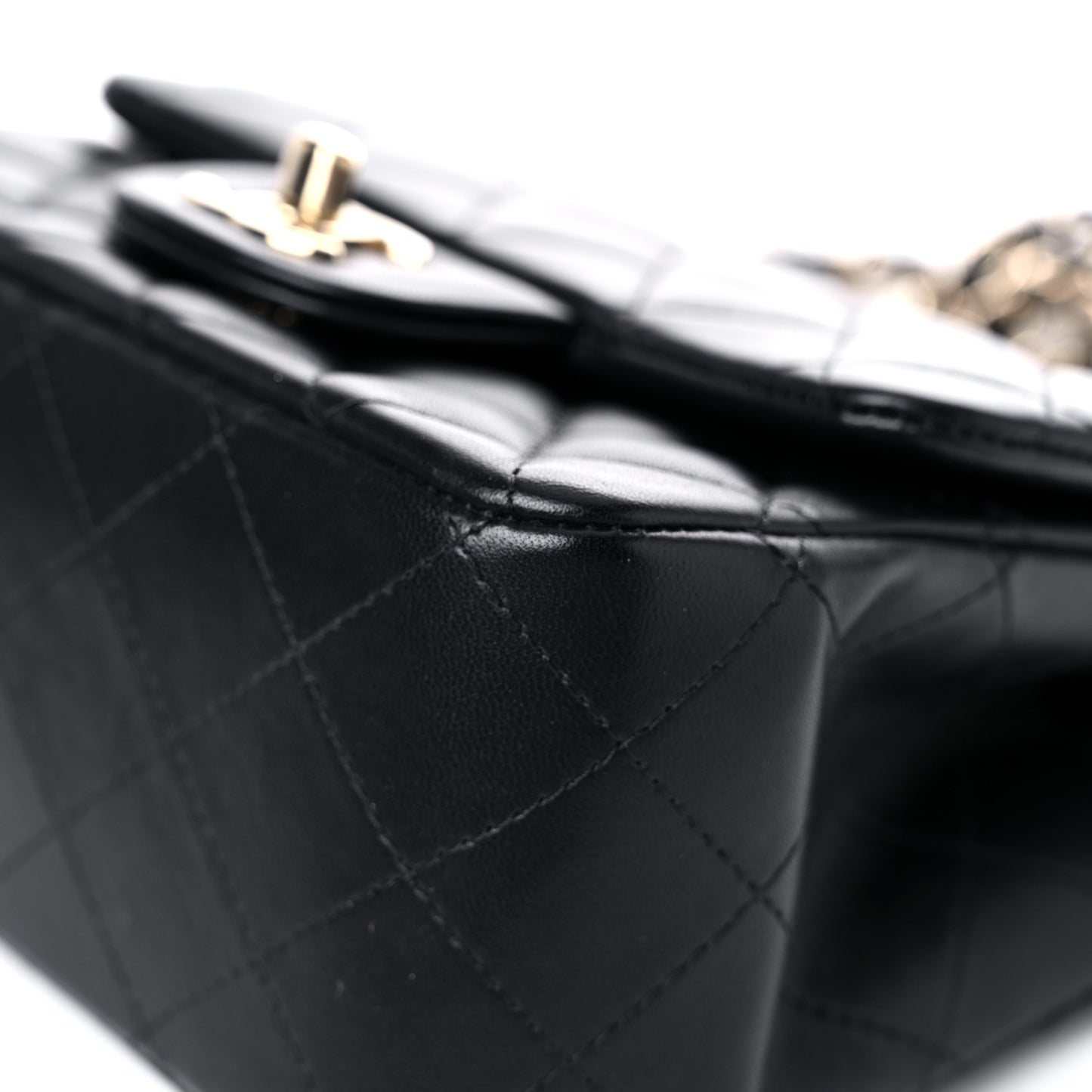 Lambskin Quilted Mini Square Flap Black