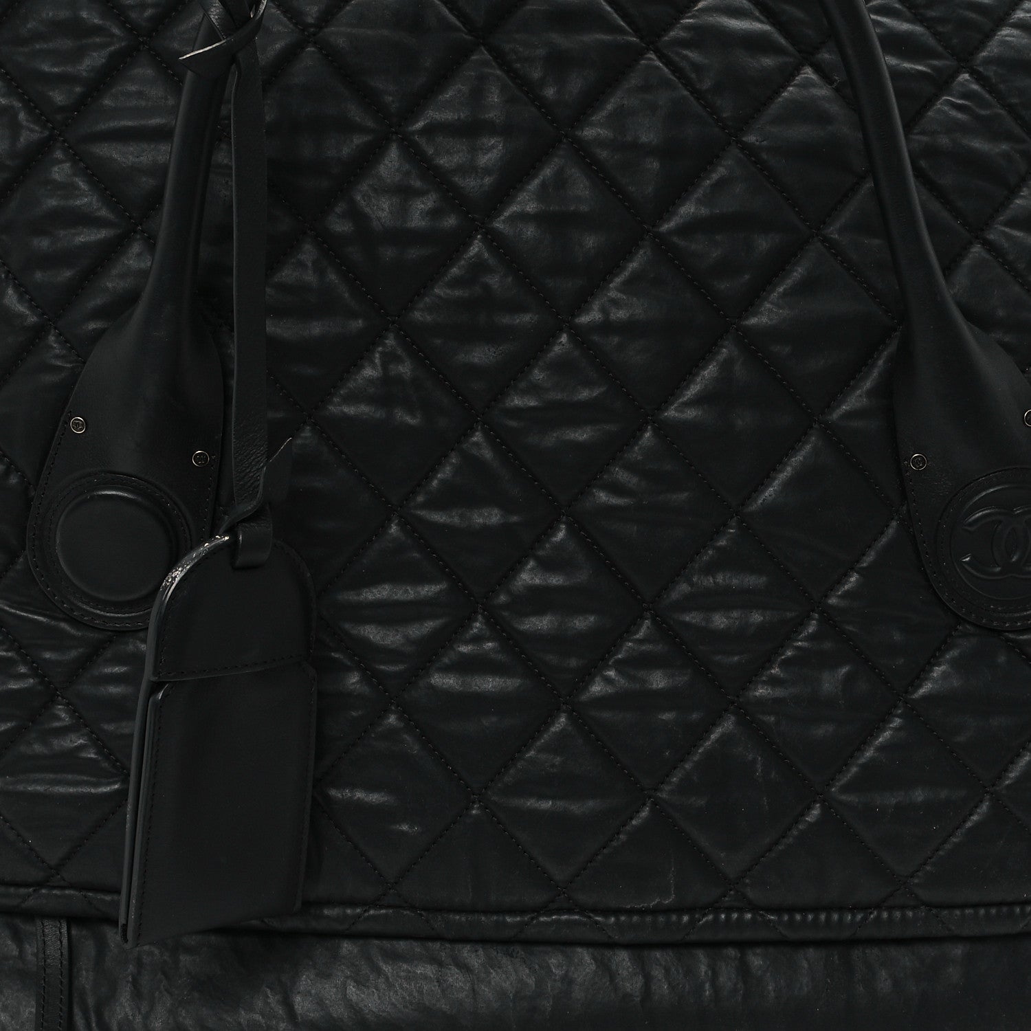 Chanel Coated Canvas Quilted Large Garment Travel Bag Black 7 of 12