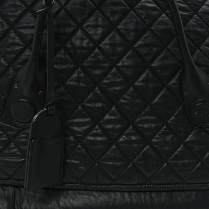Chanel Coated Canvas Quilted Large Garment Travel Bag Black 7 of 12