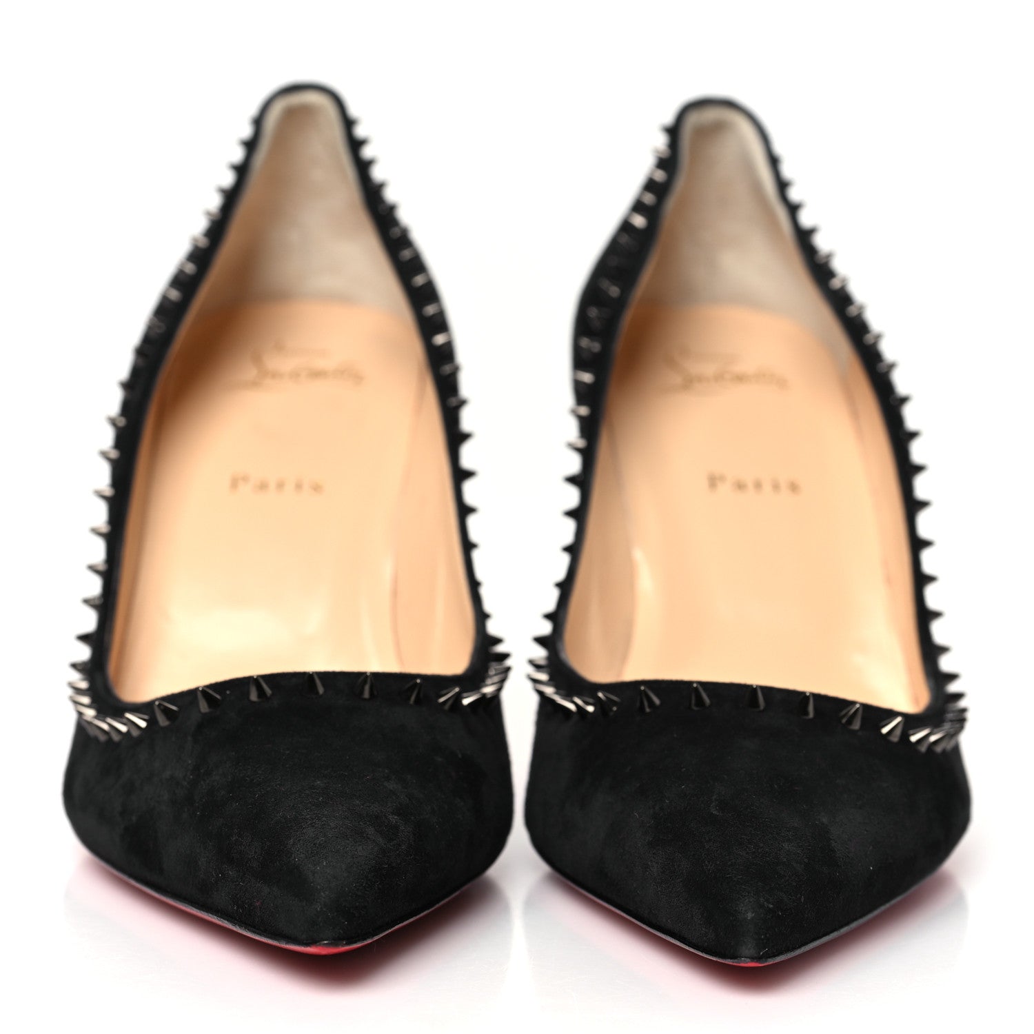Christian Louboutin Veau Velours Anjalina 85 Pumps 41.5 Black Gun 3 of 9