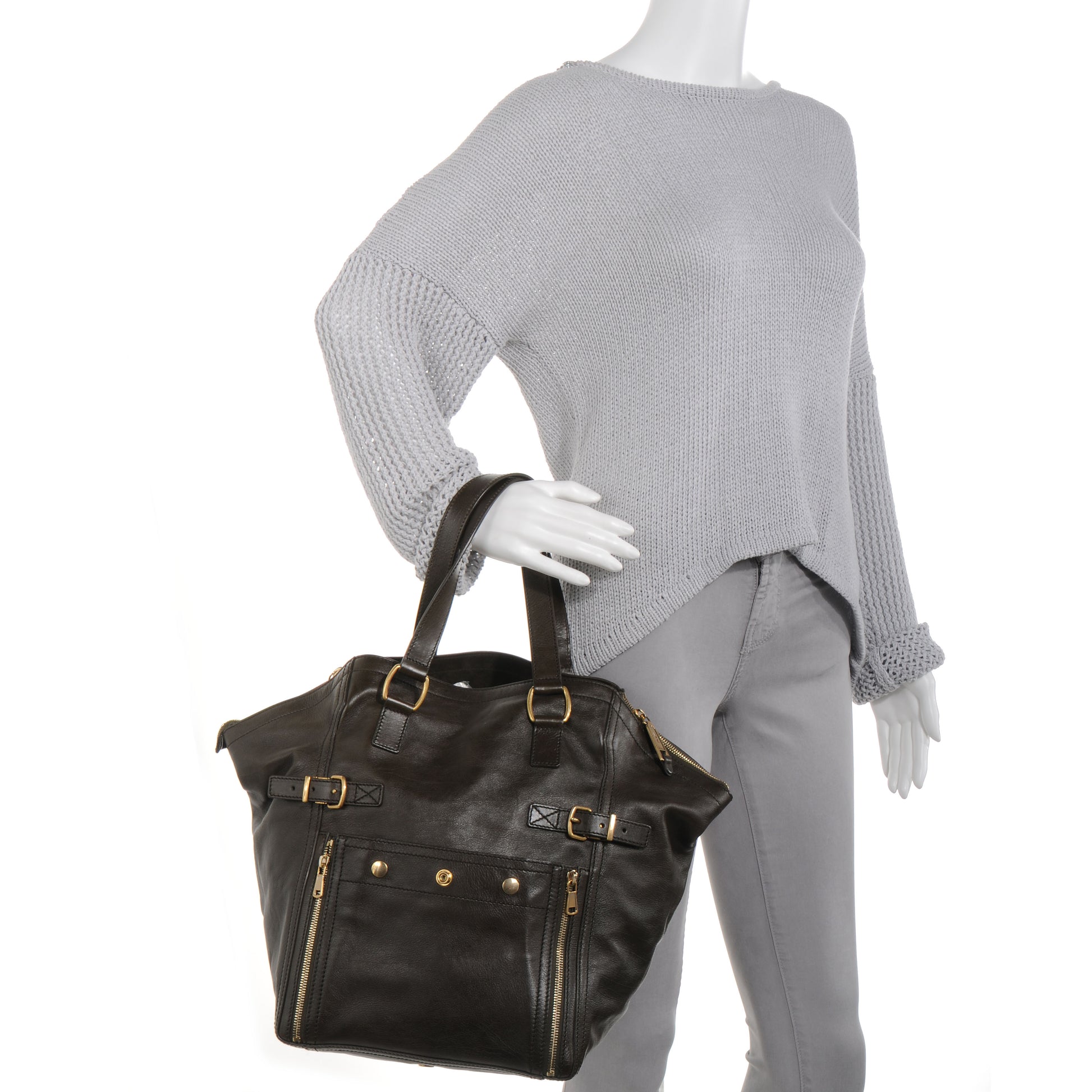 Saint Laurent Medium Downtown Tote Olive 2 of 10