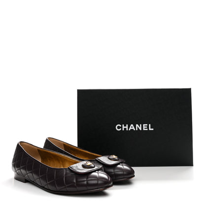 Chanel Lambskin Quilted CC Ballerina Flats 41 Dark Purple 11 of 11