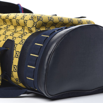 Gucci Monogram Multicolor Script Logo Large Double Pocket Backpack Yellow Blue 9 of 10