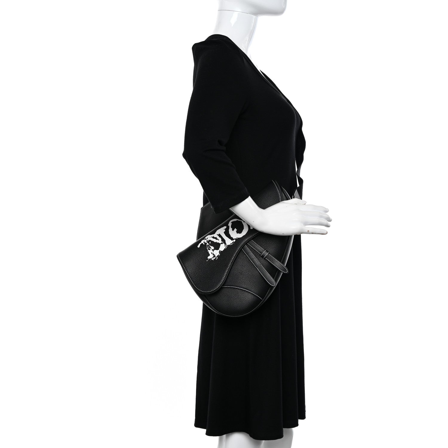 Christian Dior X PETER DOIG Grained Calfskin Saddle Bag Black 2 of 13