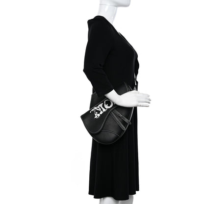Christian Dior X PETER DOIG Grained Calfskin Saddle Bag Black 2 of 13