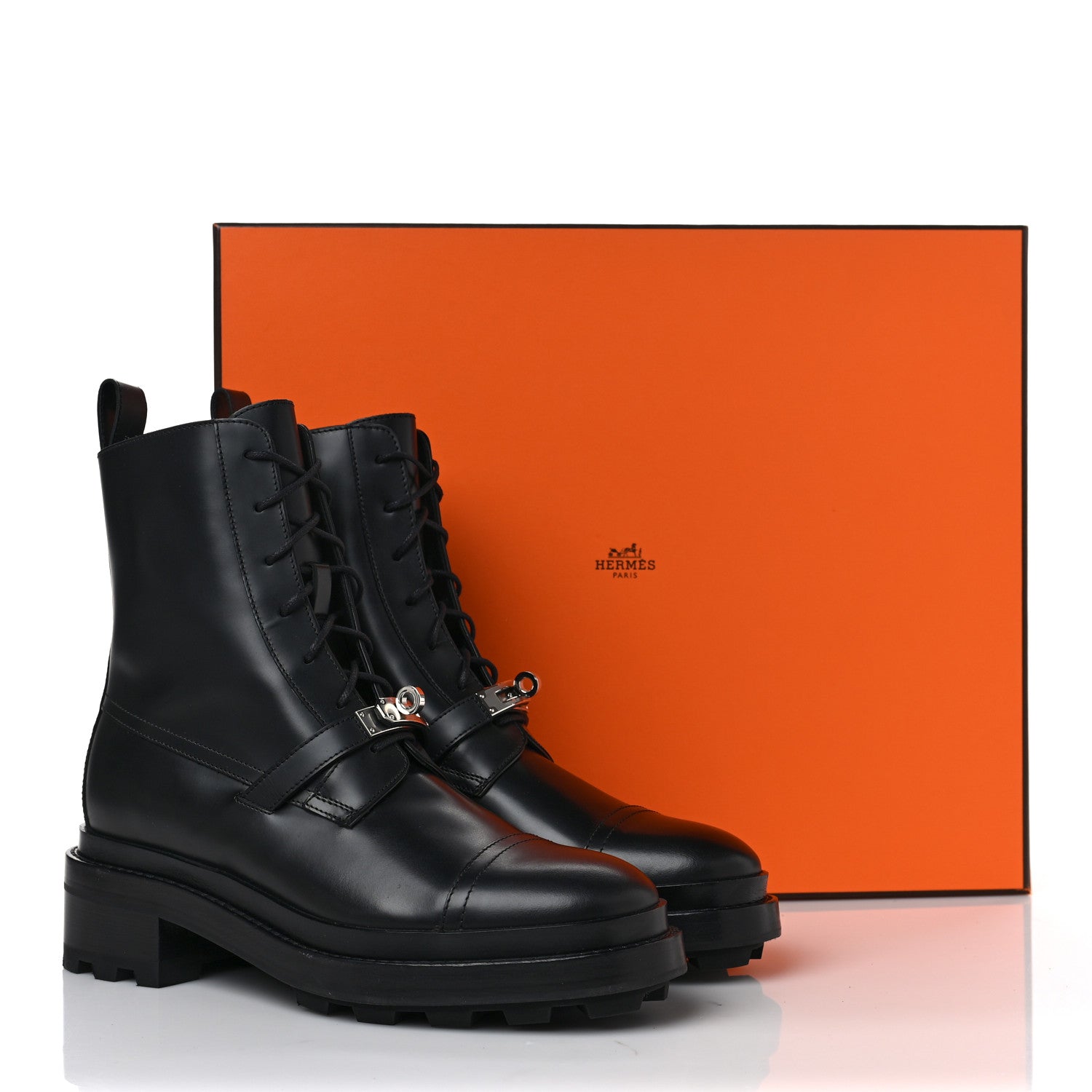 Hermes Glossed Calfskin Funk Ankle Boots 39 Black 10 of 10