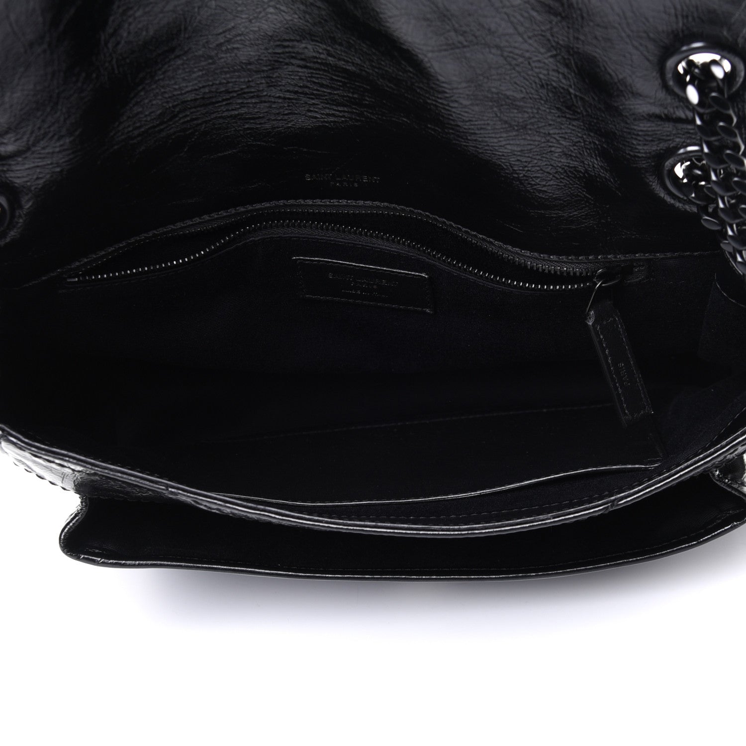 Saint Laurent Crinkled Calfskin Matelasse Monogram Medium Niki Chain Satchel Black 8 of 8