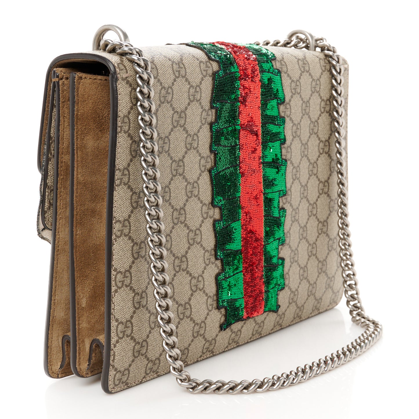 GG Supreme Monogram Lightning Embroidered Medium Dionysus Shoulder Bag Beige