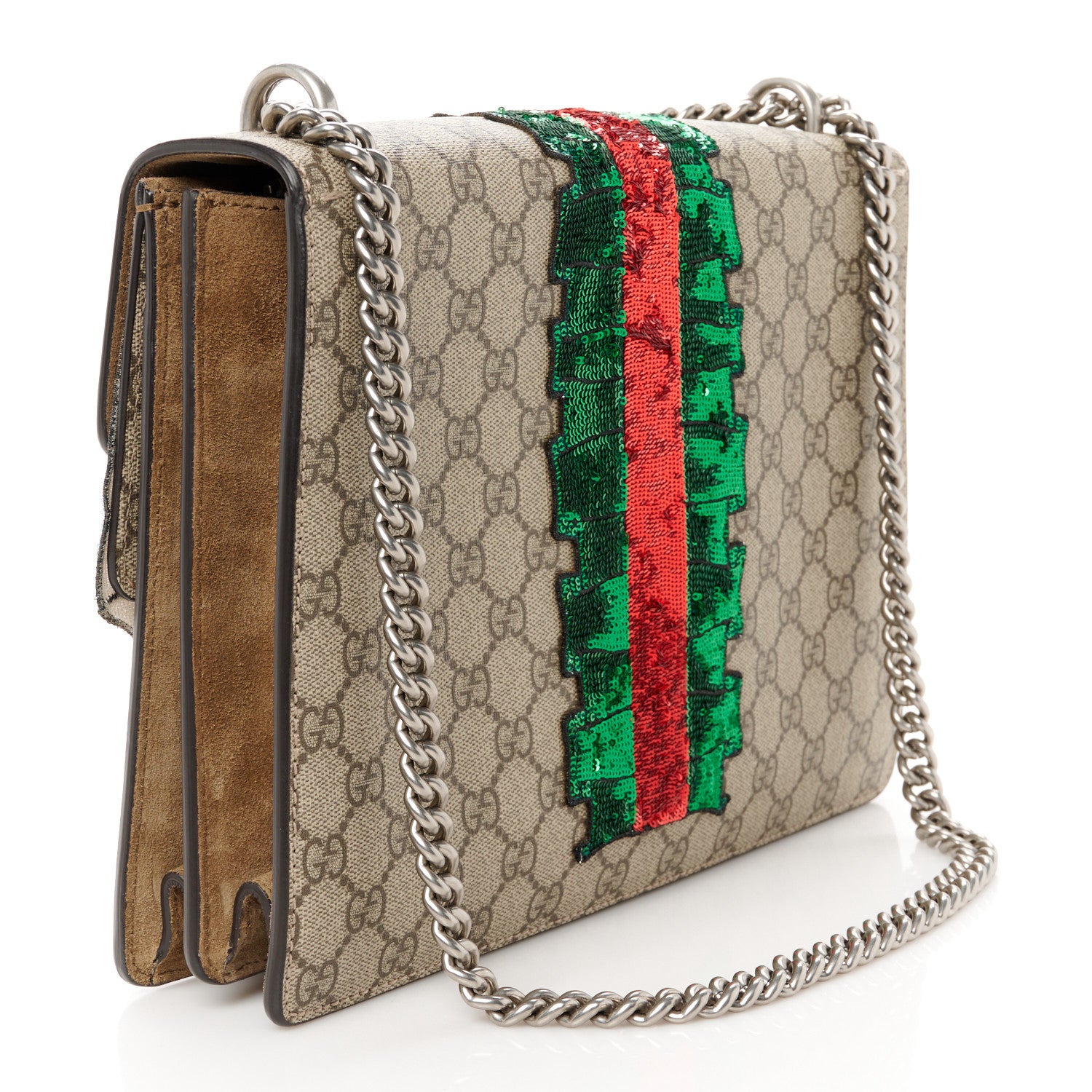 Gucci GG Supreme Monogram Lightning Embroidered Medium Dionysus Shoulder Bag Beige 3 of 12