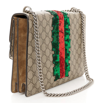 Gucci GG Supreme Monogram Lightning Embroidered Medium Dionysus Shoulder Bag Beige 3 of 12