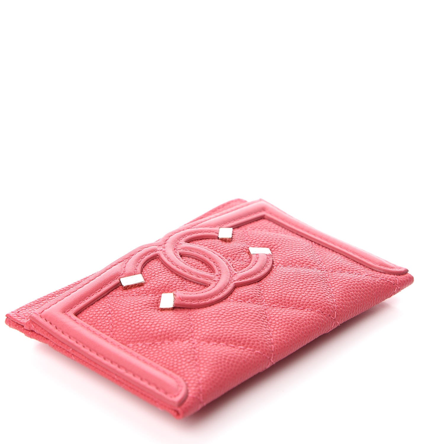 Chanel Caviar Quilted Filigree Card Holder Pink 4 of 11