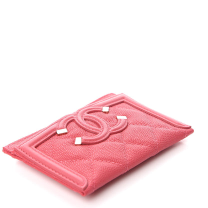 Chanel Caviar Quilted Filigree Card Holder Pink 4 of 11