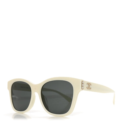 Chanel Acetate Polarized Pearl CC Square Sunglasses 5482-H-A White 1 of 7
